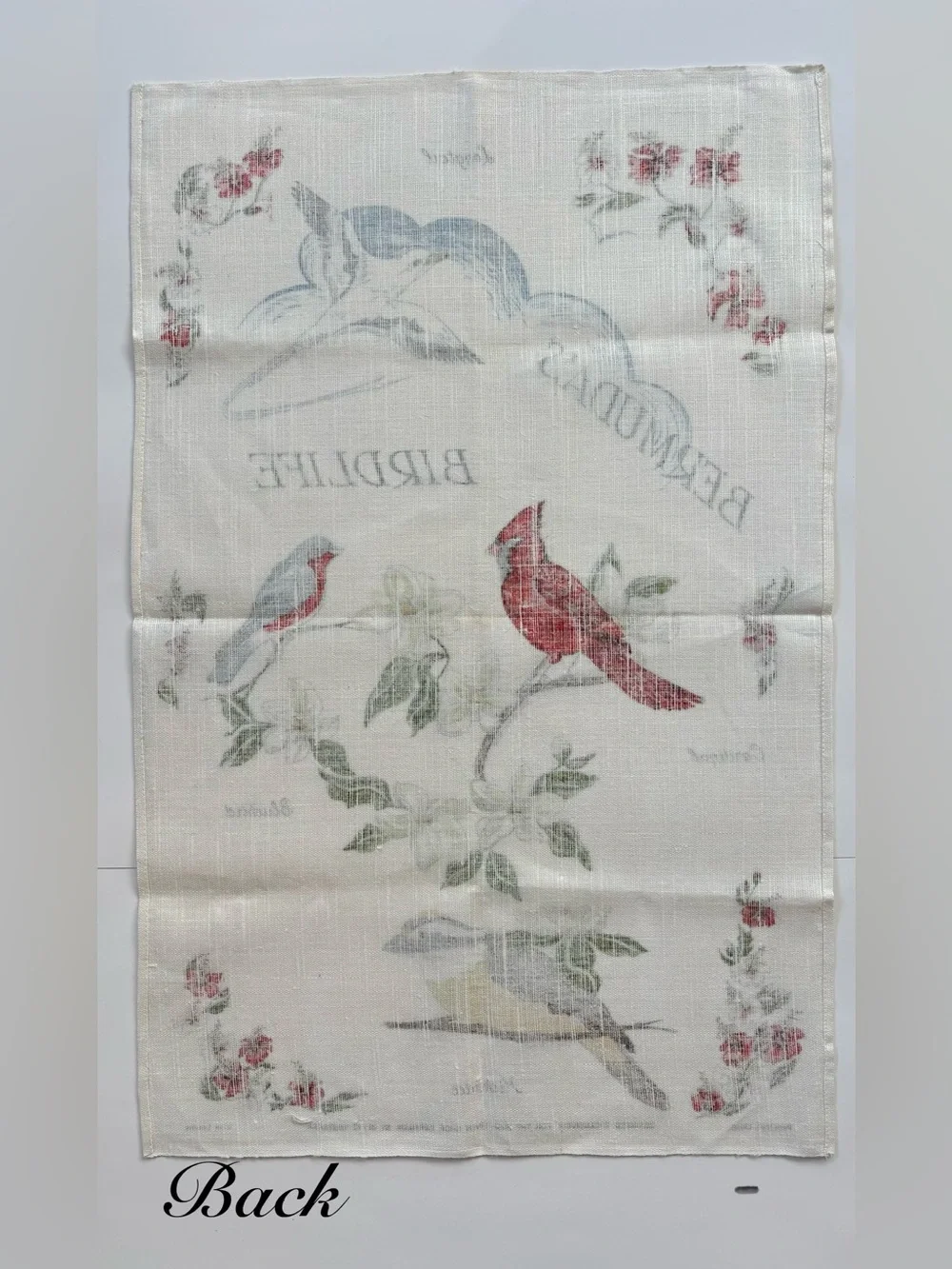 Vintage Bermuda's Birdlife Linen Tea Towel Diane Whitaker Design